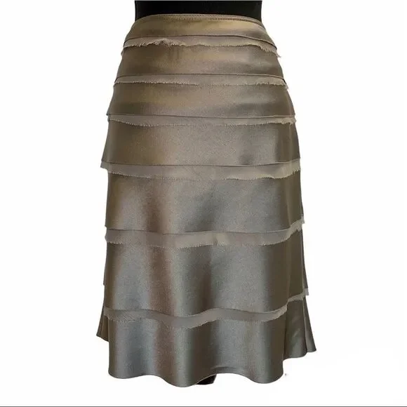 STRENESSE Gabriel Strehle Gray Layered Silk Skirt - Picture 2 of 7